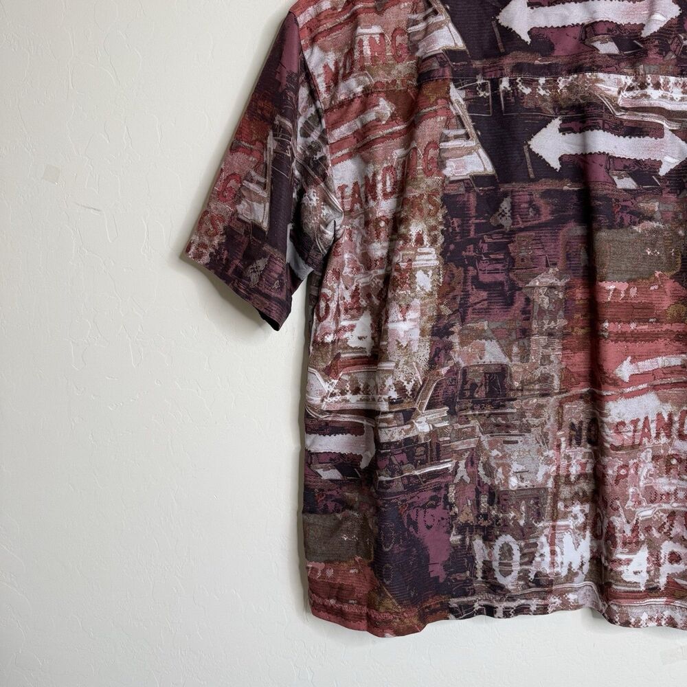 No Boundaries M/L Vintage Graffiti Button Up Short Sleeve Shirt 90’s Y2K Grunge - Picture 9 of 13
